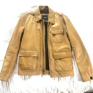 Todd Snyder - Leather Bomber Jacket, M, Camel